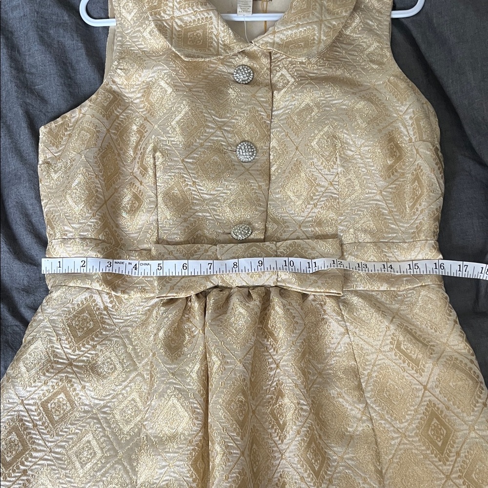 Plenty by Tracy Reese Gold Brocade Mini Dress with Bow - Picture 3 of 8